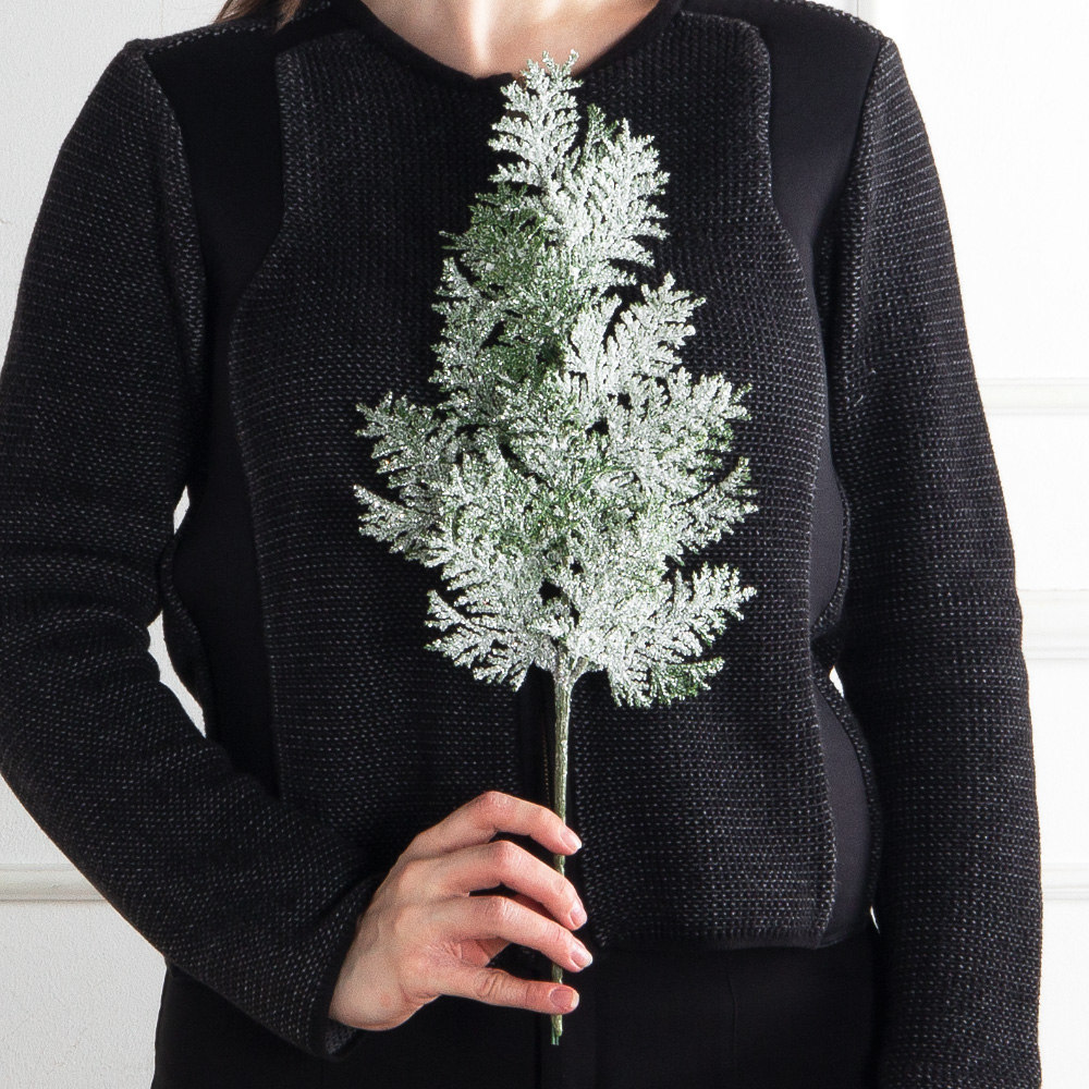 736А/0424-1(F) Туя заснеженная НГ с блестками 3 ветки, h42см(28+14)_4