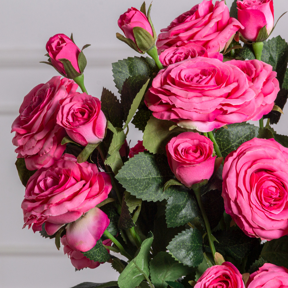 7141А/9149-11/5(F) Роза искусственная h75см, ярко-розовая, 3головы, 4бутона, шёлк_1