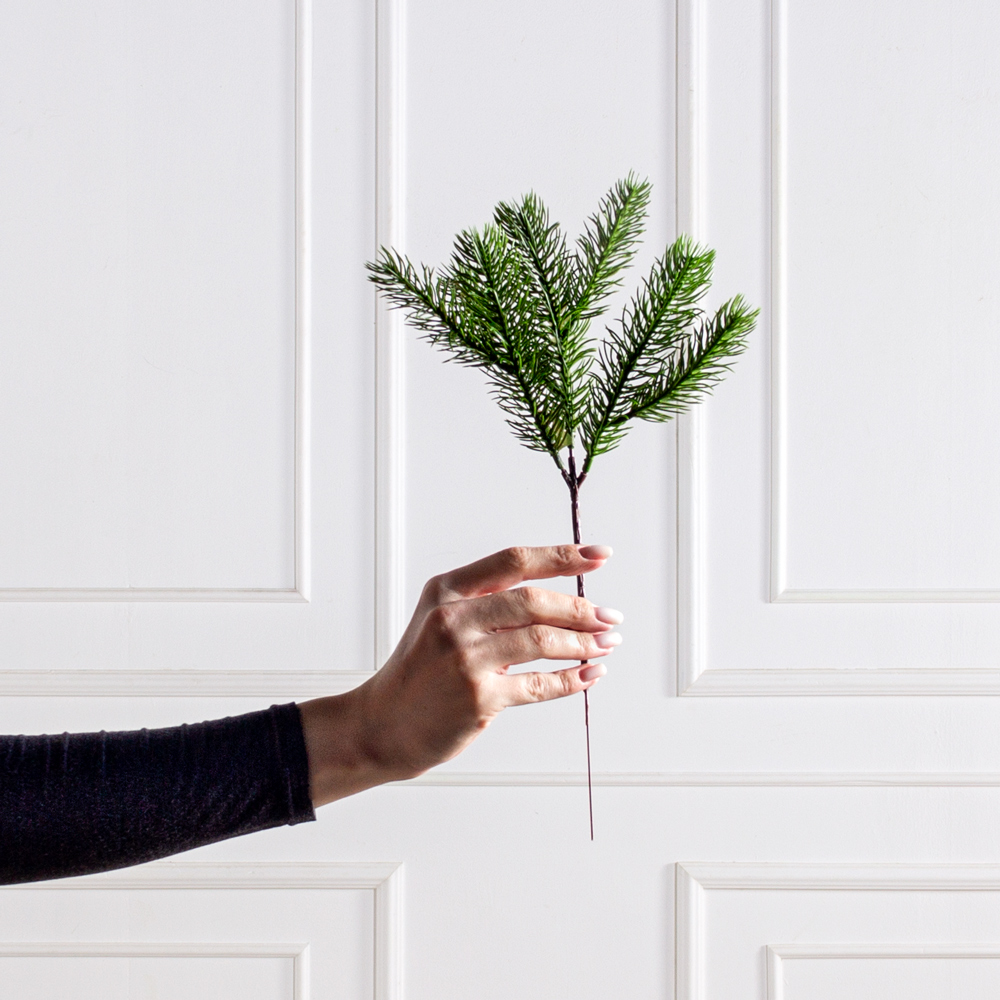 736А/9127М-2(F) Ветка ели НГ h33см(7 веточек)_2