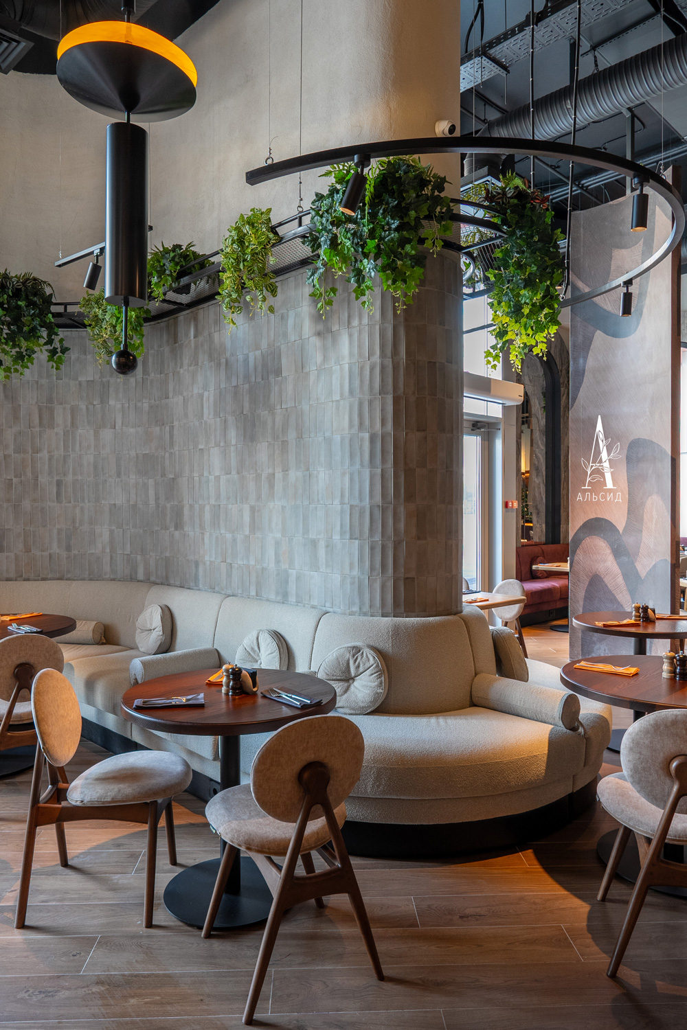 К480(з) Композиция искусств. с папоротником, традесканцией и хедерой в тех.кашпо_5