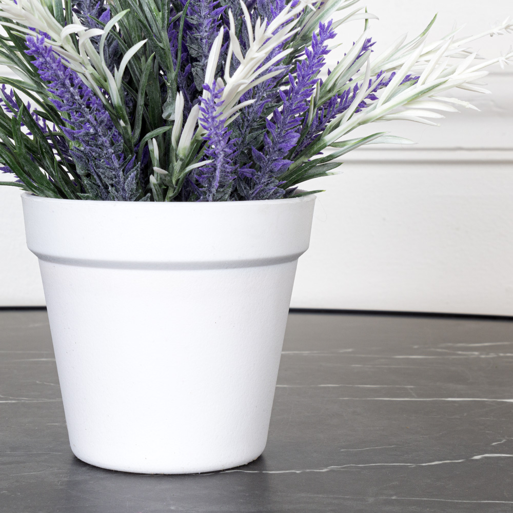 ЦС83-3 Лаванда искусственная с соцветием h20см в кашпо, бело-фиолетовая  _2
