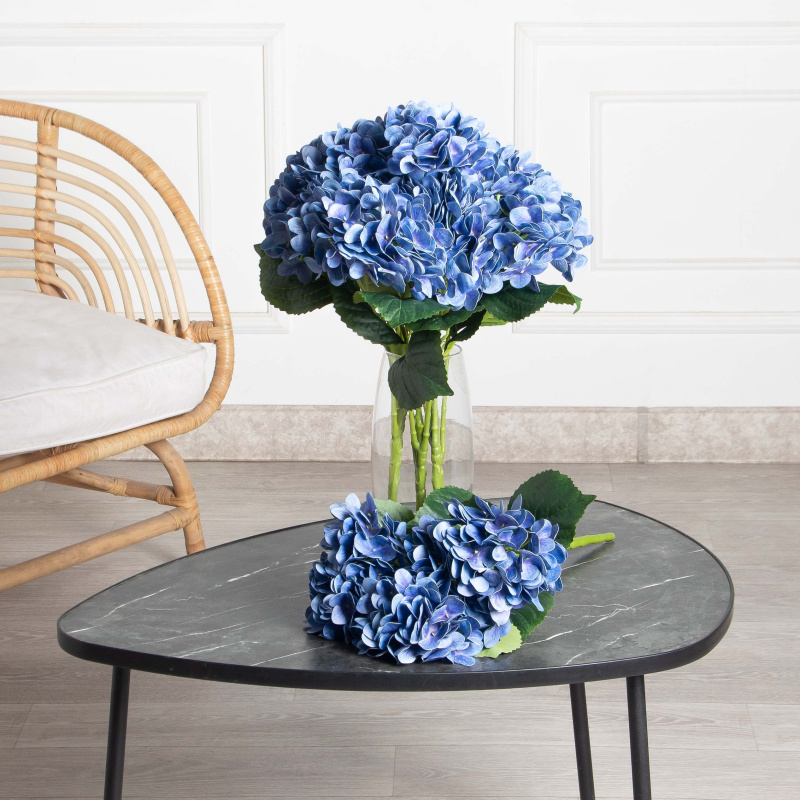 7142/А2785-125(F) Гортензия искусственная ветка h47см(нога 11см) голова d14см, синяя_1