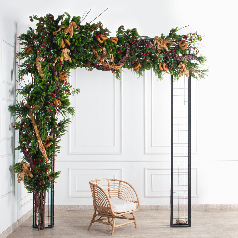 ДЛ193-1(Пр)(Fix)(F) Декор вход.группы h330 н/прутьях,прист.с гир.Роса в русском стиле,беж-корич._4