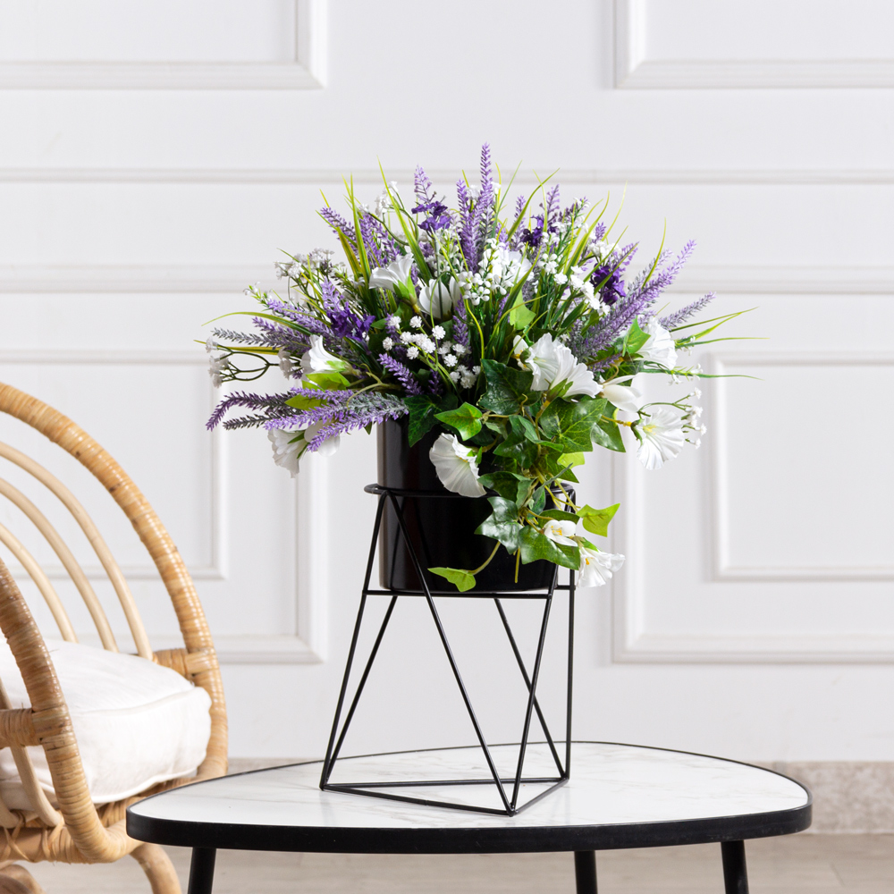 КС/МП46(F) Композиция микс с лавандой h20см на металлической подставке h25см _1