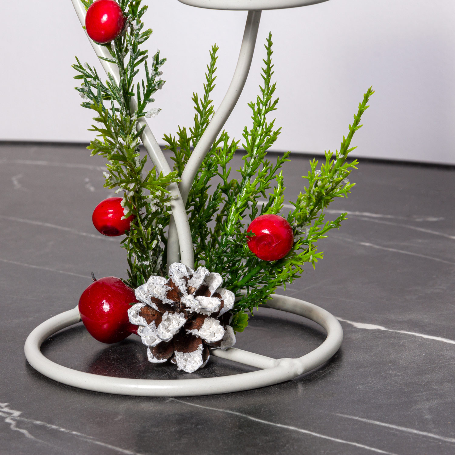 808/024-3(Sale) Подсвечник новогодний с декором на 2 свечи, белый_4