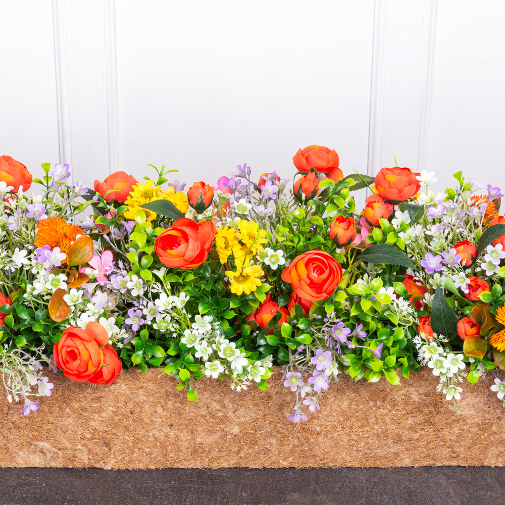 Ц600-6/5(з) Композиция искусственная Разнотравье в кокосовом боксе 100х10хh10см_3