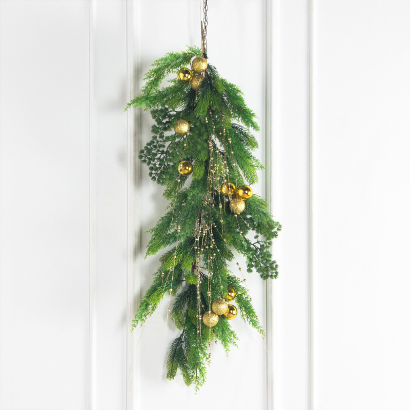 Л181(Пр)(F) Лиана искусственная НГ с золотым декором L100см_1