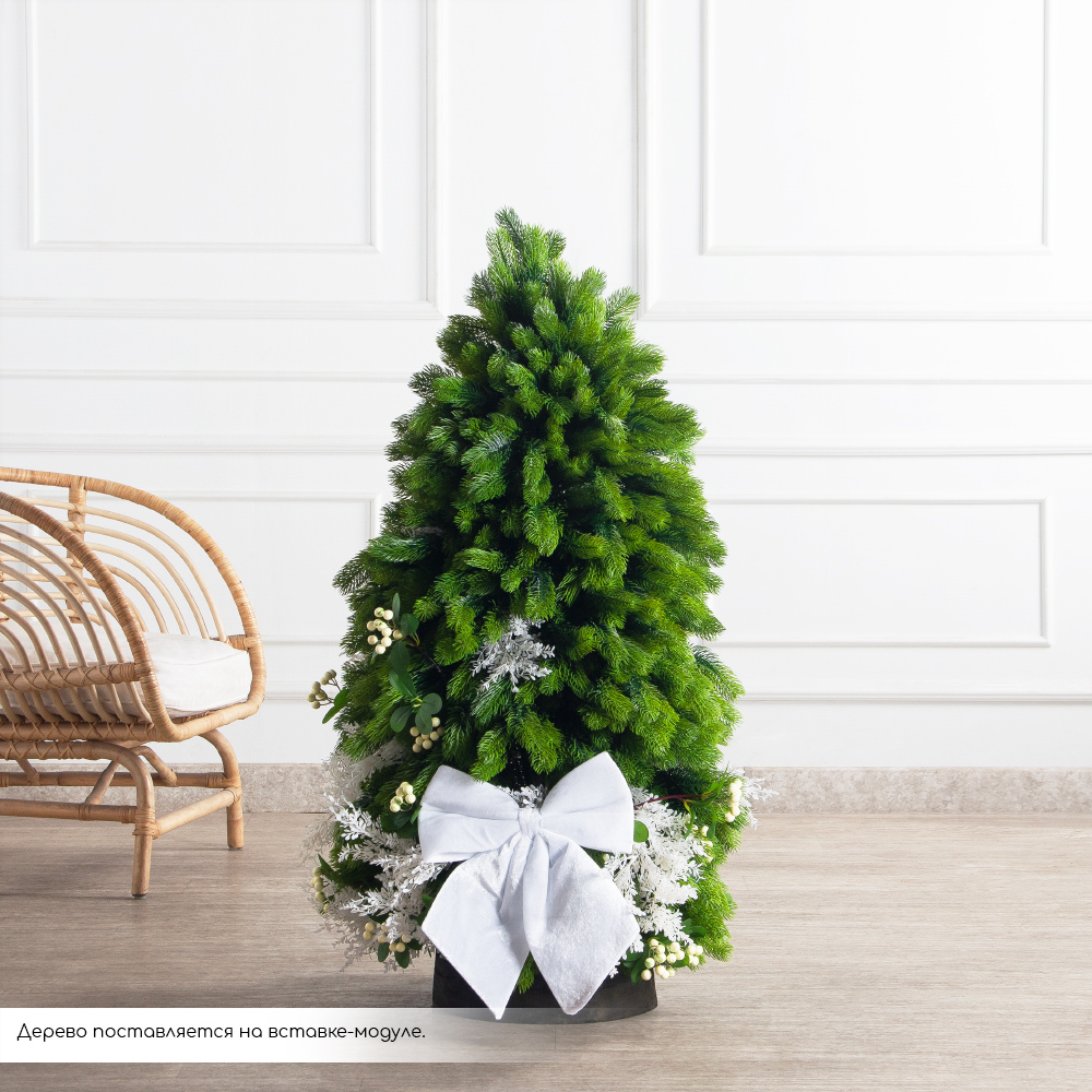 120/289-2(Пр)(Fix)(F) Ель искусственная h120см с белым декором на основании_2