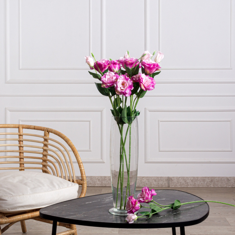 7141А/9149-04/8(F) Эустома искусственная 2 головы, 1 бутон,  h67см,  сиреневая