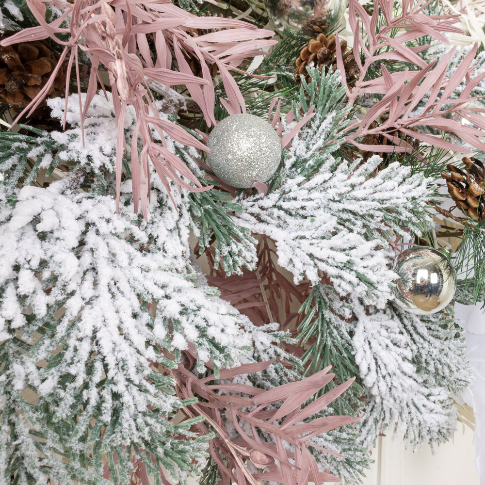 Л95 Лиана искусственная НГ с розмарином и заснеженными еловыми ветками L100см_2