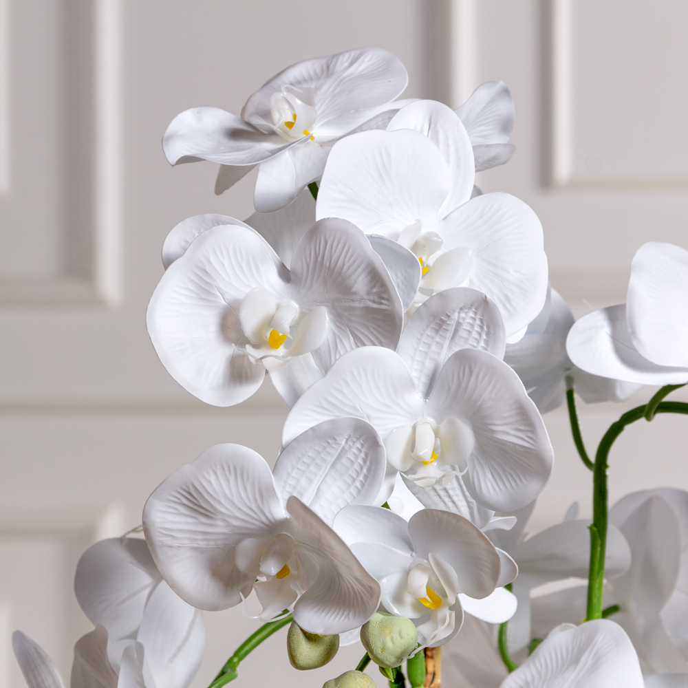 ЦК80*5/33-1(Пр)(F) Орхидея Фаленопсис искусственная h80см (латекс) в интерьерном кашпо, белая_8