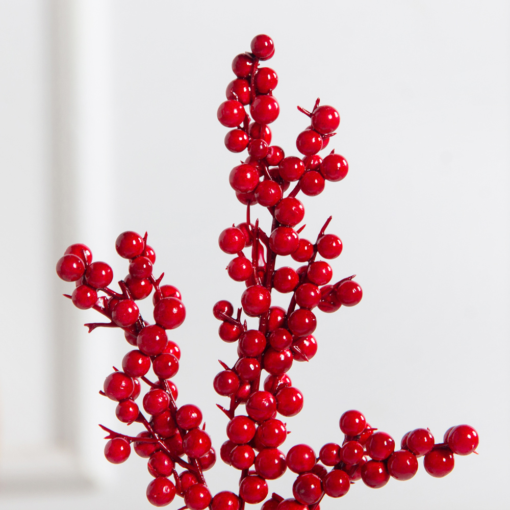 736А/9271-0029/1(F) Ветка с красными ягодами h25см(18+7см) 3 ветки_2