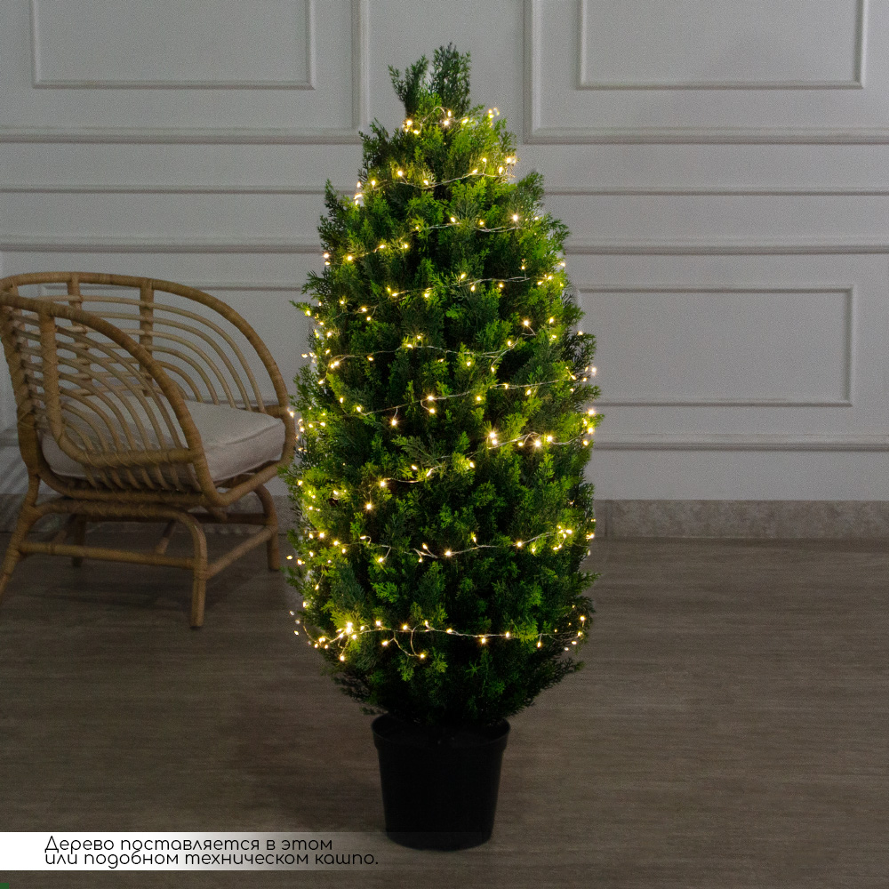 Т120/СВ03т/1460(Пр)(F) Туя искусственная конус  h120см с гирляндой Роса_2