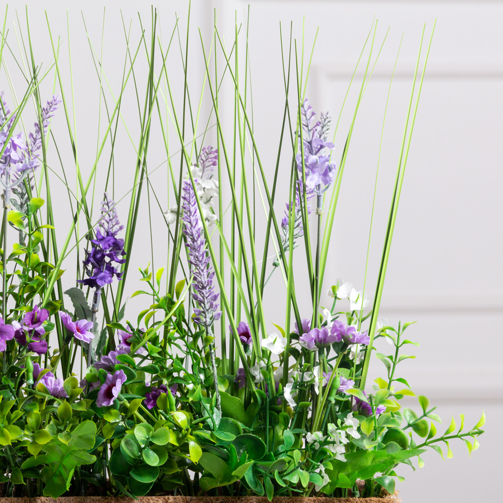 Б007-2/35/1(з)(F) Лаванда искусственная в кокосовом боксе 45х8х8см_2