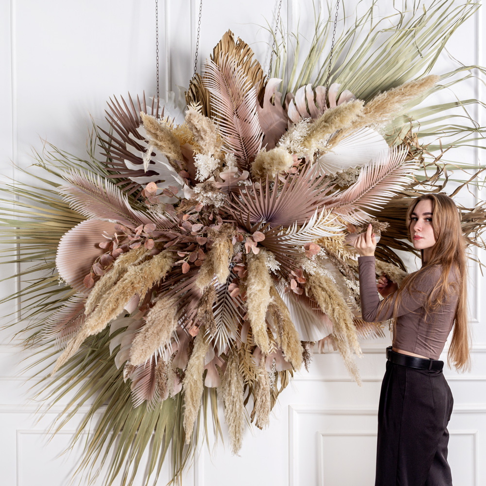 КЗ/47-2(з)(F) Композиция искусственная с сухоцветами подвесная 220х180х90см_1