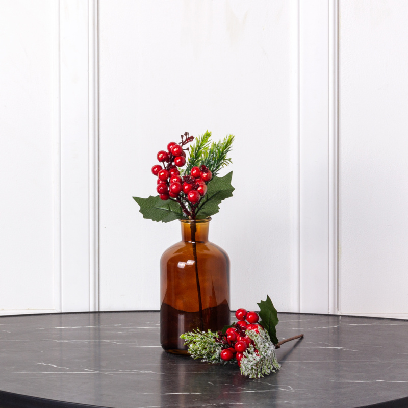 736/9271-07Р Пика НГ еловая с красными ягодами h24см