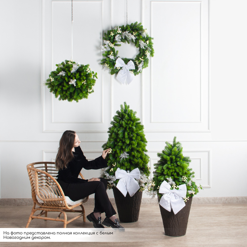 120/289-2(Пр)(Fix)(F) Ель искусственная h120см с белым декором на основании_8