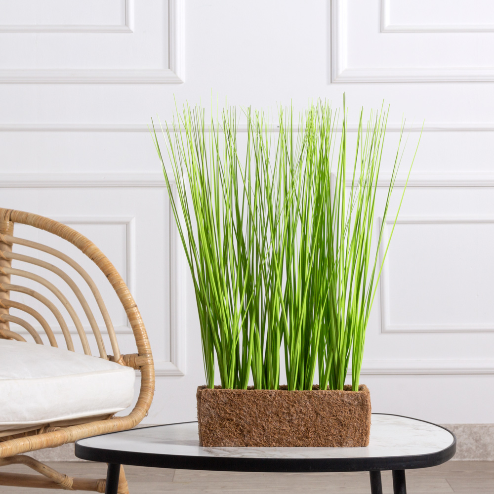ТД0199(Promo)(F) Трава искусственная Осока h40см в кокосовом боксе 25х8х8см_1