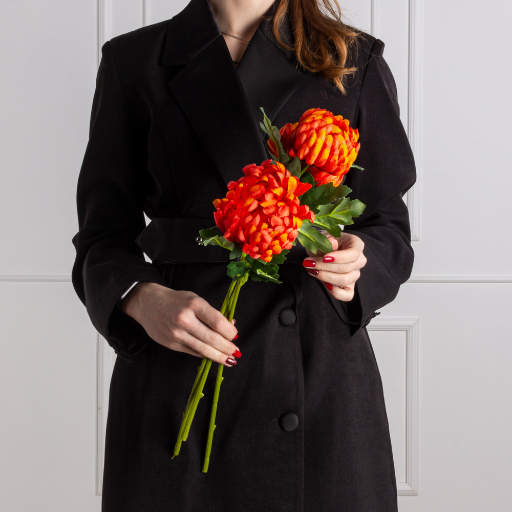 7141А/0443-19/18Р Хризантема искусственная 1 голова d11см, h47см, оранжевая_3