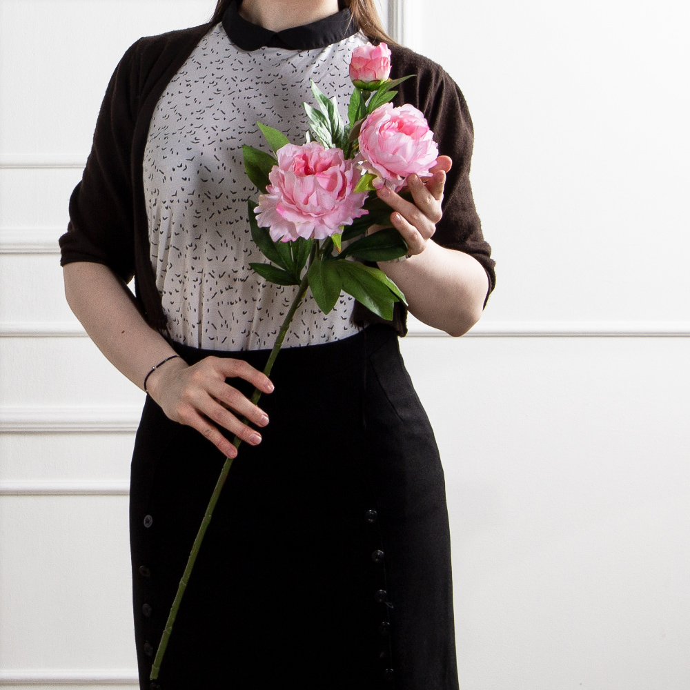 7141А/9122-0346/1(F) Пион искусственный h77см 2головы 1бутон,розовый_6