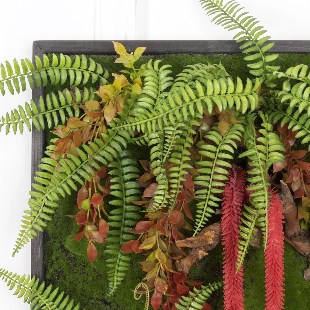 ФК26 Фитокартина искусственная с папоротником в деревянной раме 80хh100см_1