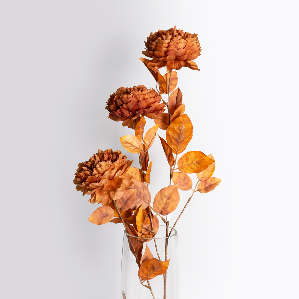 7141/А27120-38/33(F) Пион искусственный 3 головы h105см, рыжий_2