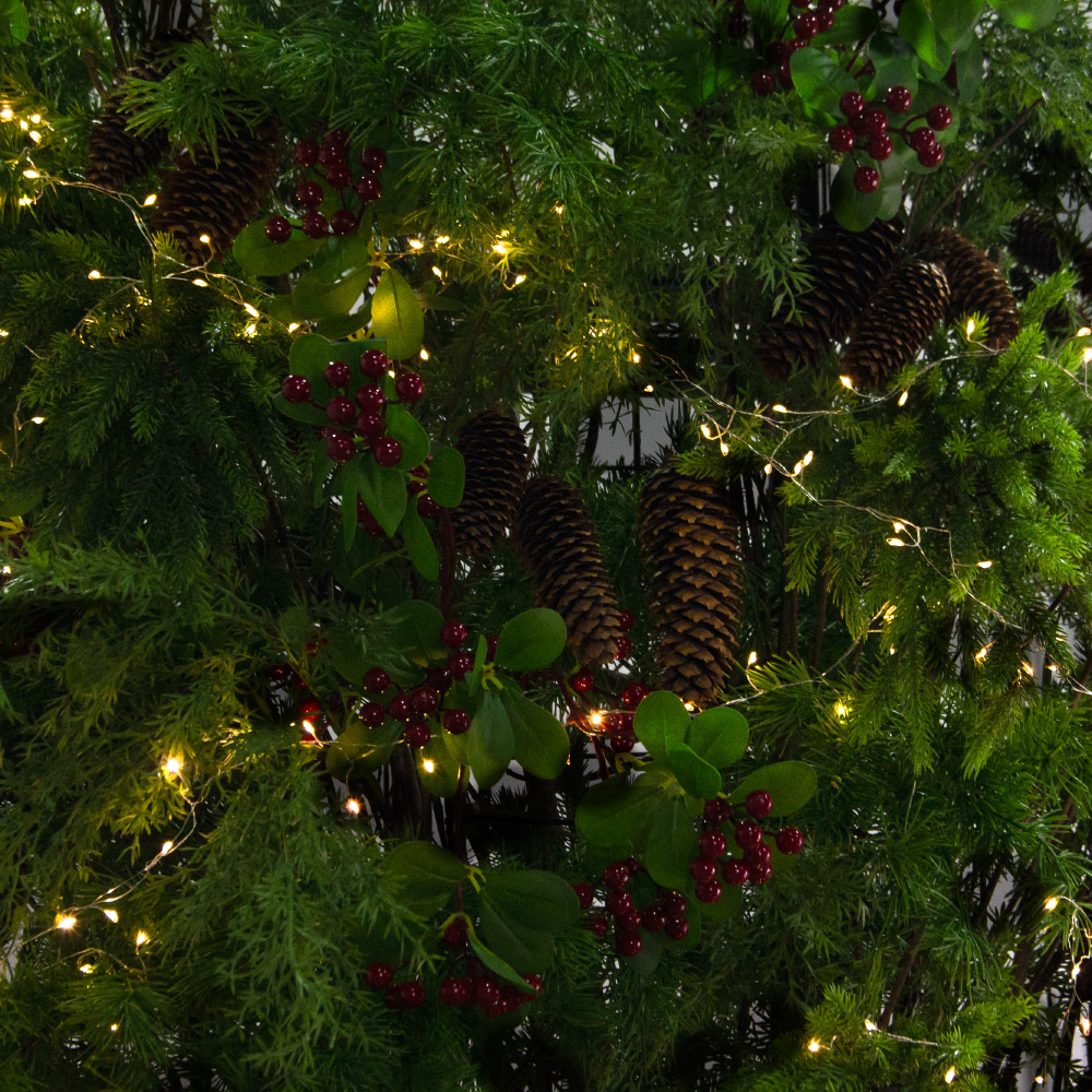 ДЛ183/СВ03т(Пр)(Fix)(F)Декор вход.груп. хвойный с ягодами h290см н/прутьях, прист.с гирляндой Роса_6