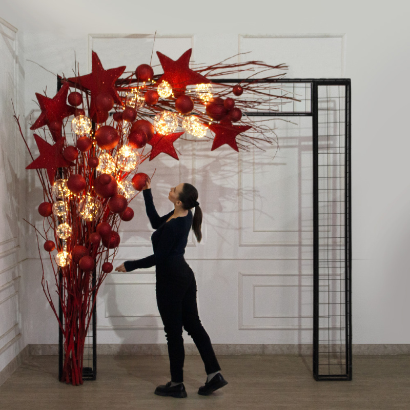 ДЛ186(Пр)(Fix)(F)Декор вход.группы h290см н/прутьях, прист.с красными звездами_1