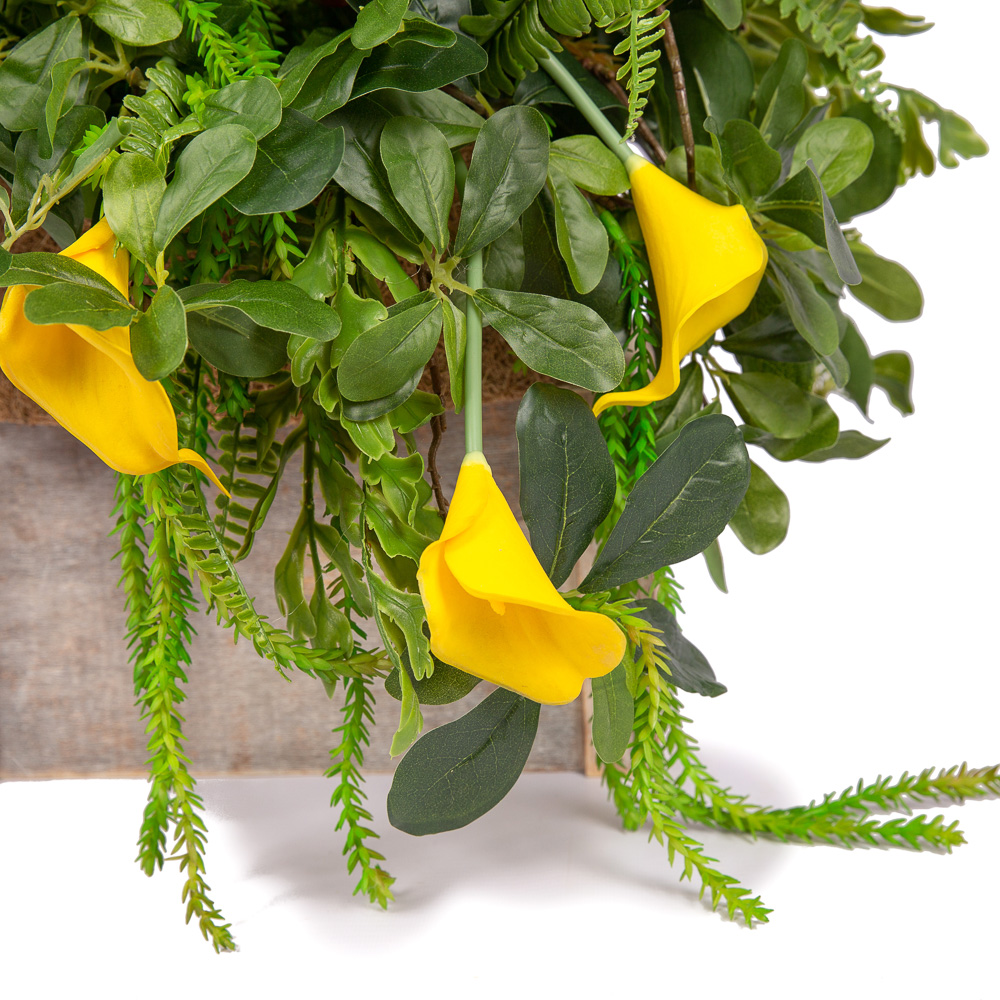 К08/2-1(з.) Композиция цветочная h30см в круглом кокосовом боксе d29;h10_7