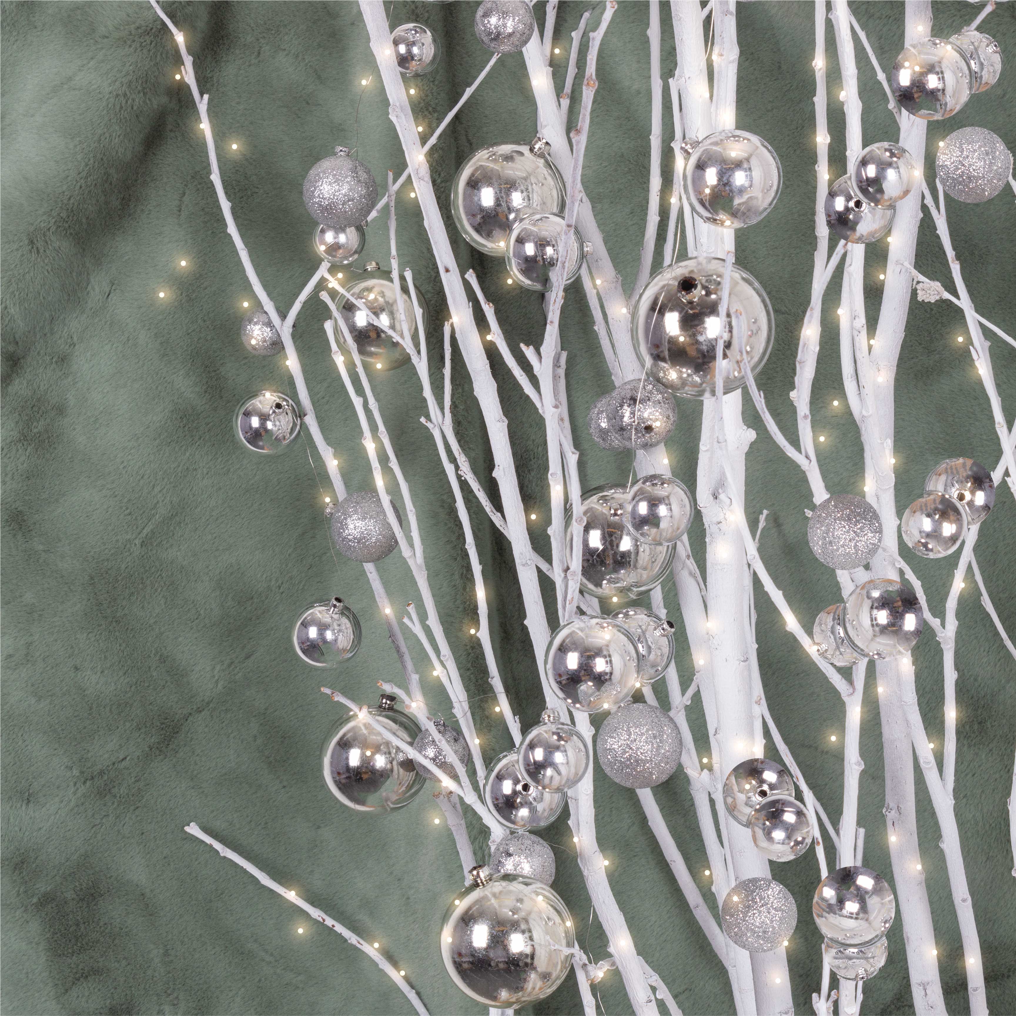 Л90-2 Гирлянда искусственная из новогодних шаров L100см, серебро_2