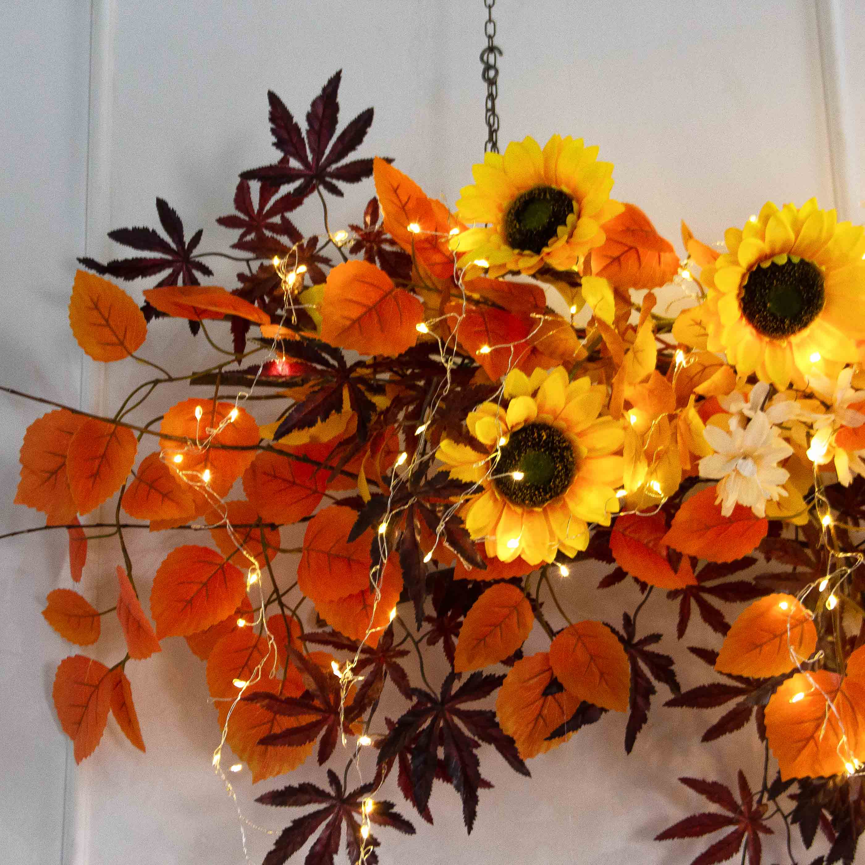 Л171/СВ03(Пр)(F) Лиана искусственная с подсолнухами и гирляндой Роса L100см_2