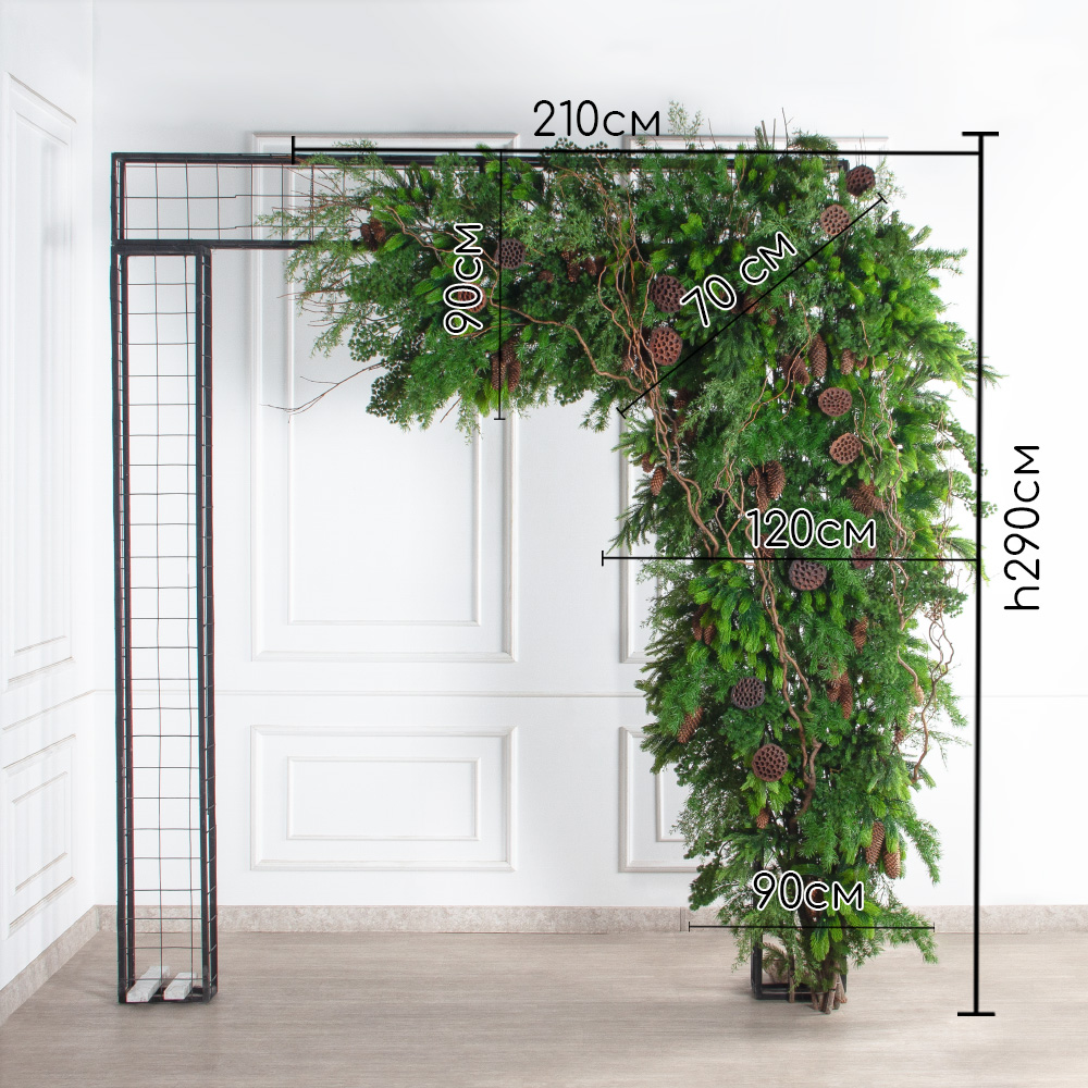 ДЛ184(Пр)(Fix)(F) Декор входной группы хвойный с декором h290см на прутьях,пристенный_2