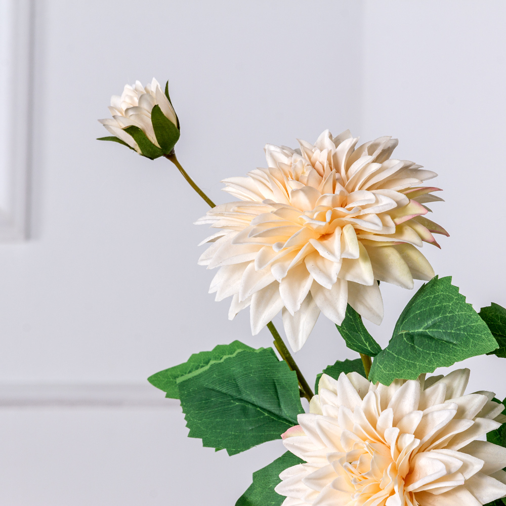 7141А/9120-24/4Р Георгин искусственный 1 голова, 1 бутон, h65см, кремовый_2