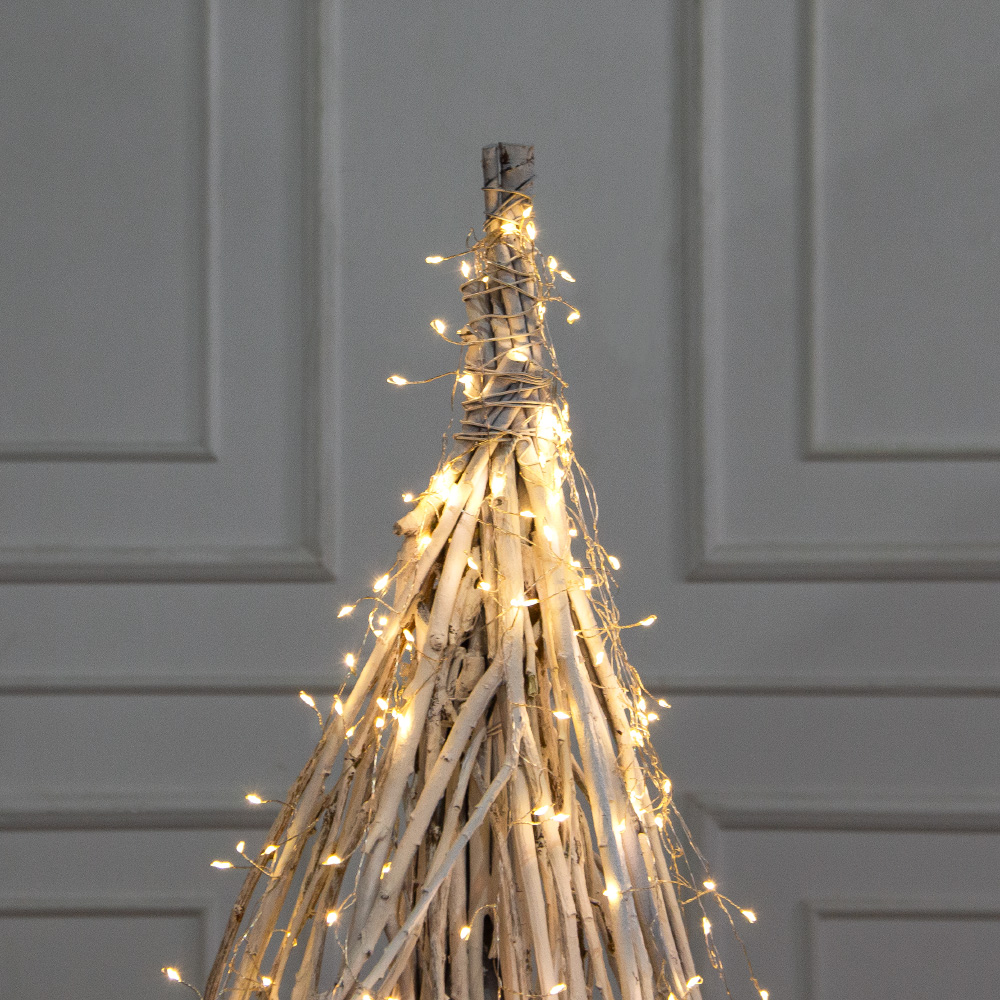 130/РН/СВ03т(Пр)(F) Ель в скандиновском стиле с гирляндой Роса h130см, белая_4