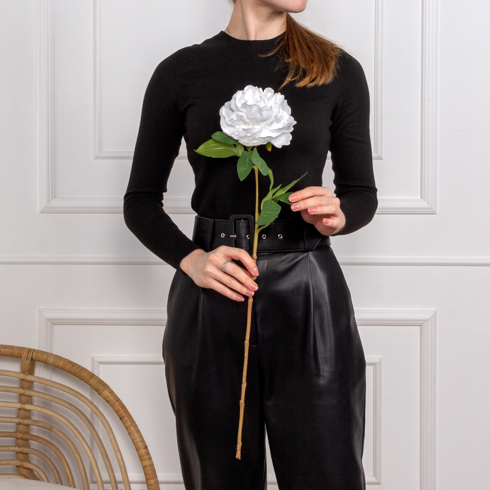 7141А/9120-22/23Р Пион искусственный 1 голова d13см, h64см, белый_4