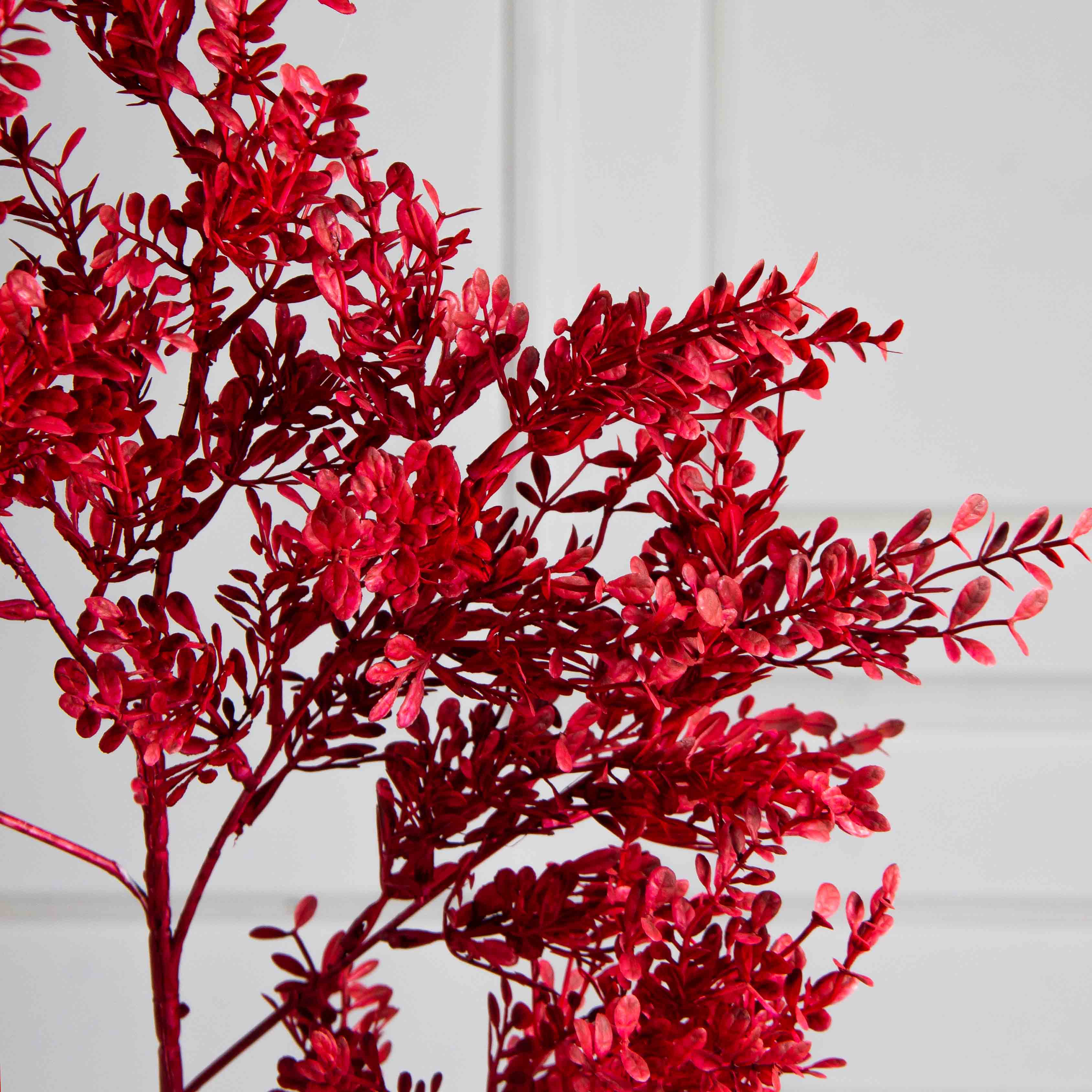 7143/0041-10/11(F) Ветка искусственная Мини самшит h97см, бордовая_5