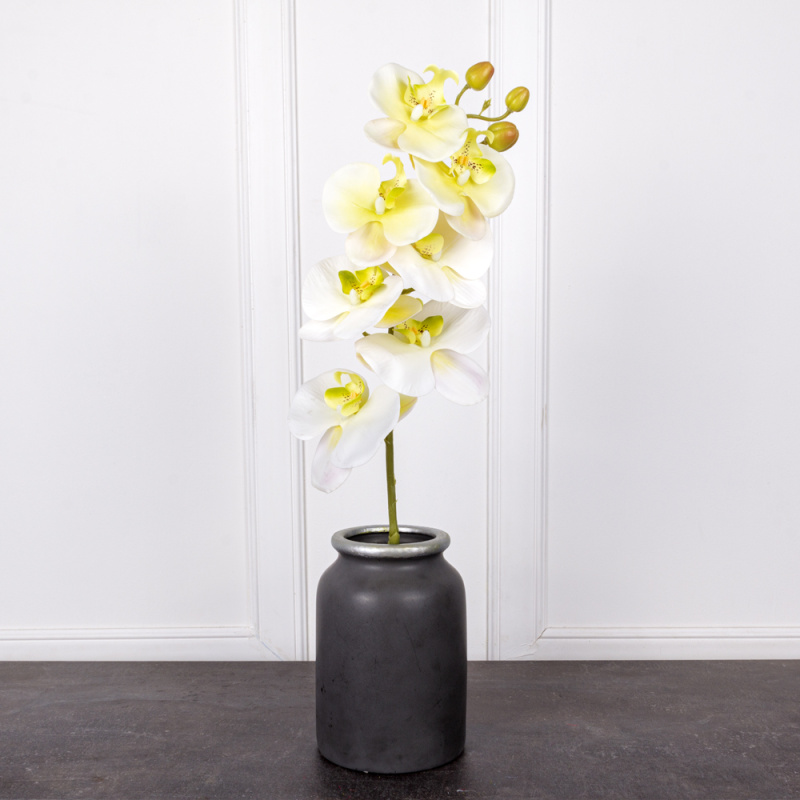 7141/0108-2/19Р Орхидея искусственная 7 голов, h84см, бело зеленая (латекс)