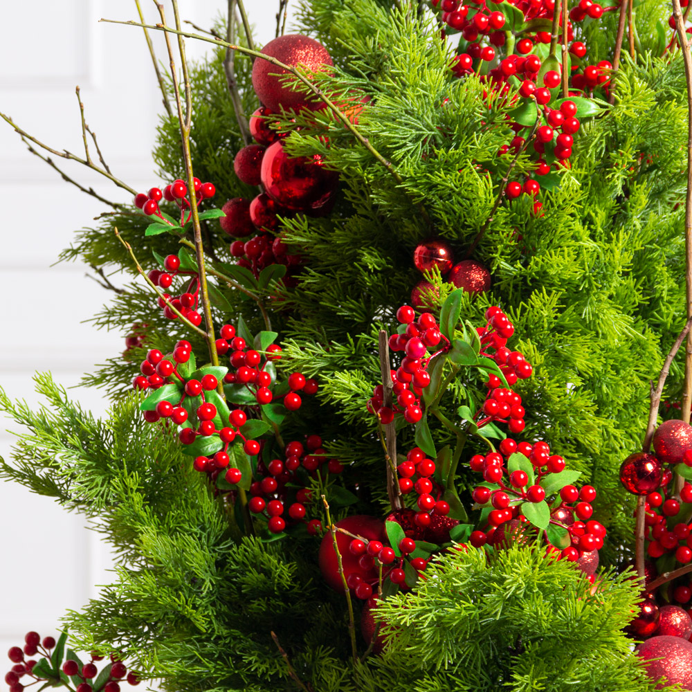 ДЛ148-1(з)(F) Декор входной группы хвойный L120см на прутьях в кашпо_1