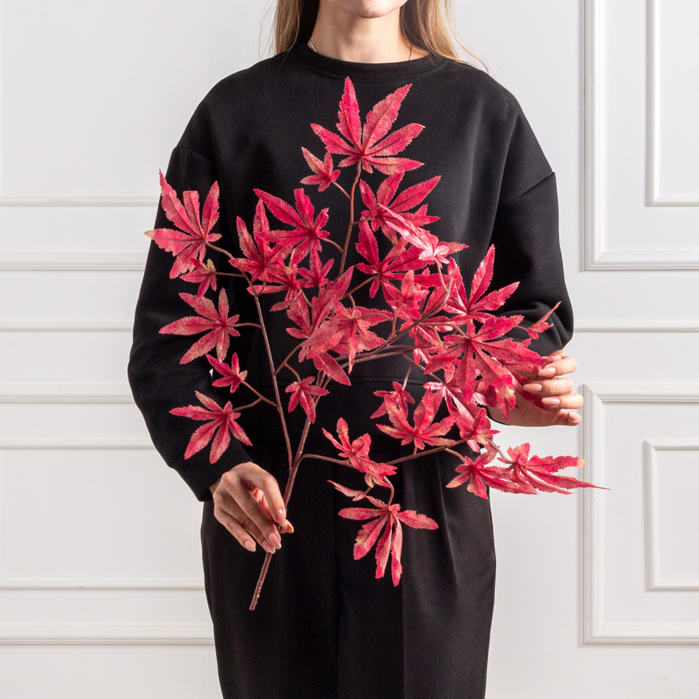 7143/А2793-03(F) Ветка клена японского h76см, ярко-красная_2