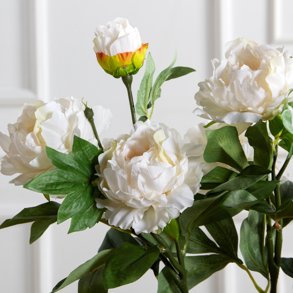 7141А/9122-0346/4(F) Пион искусственный h77см 2головы 1бутон,кремовый_4