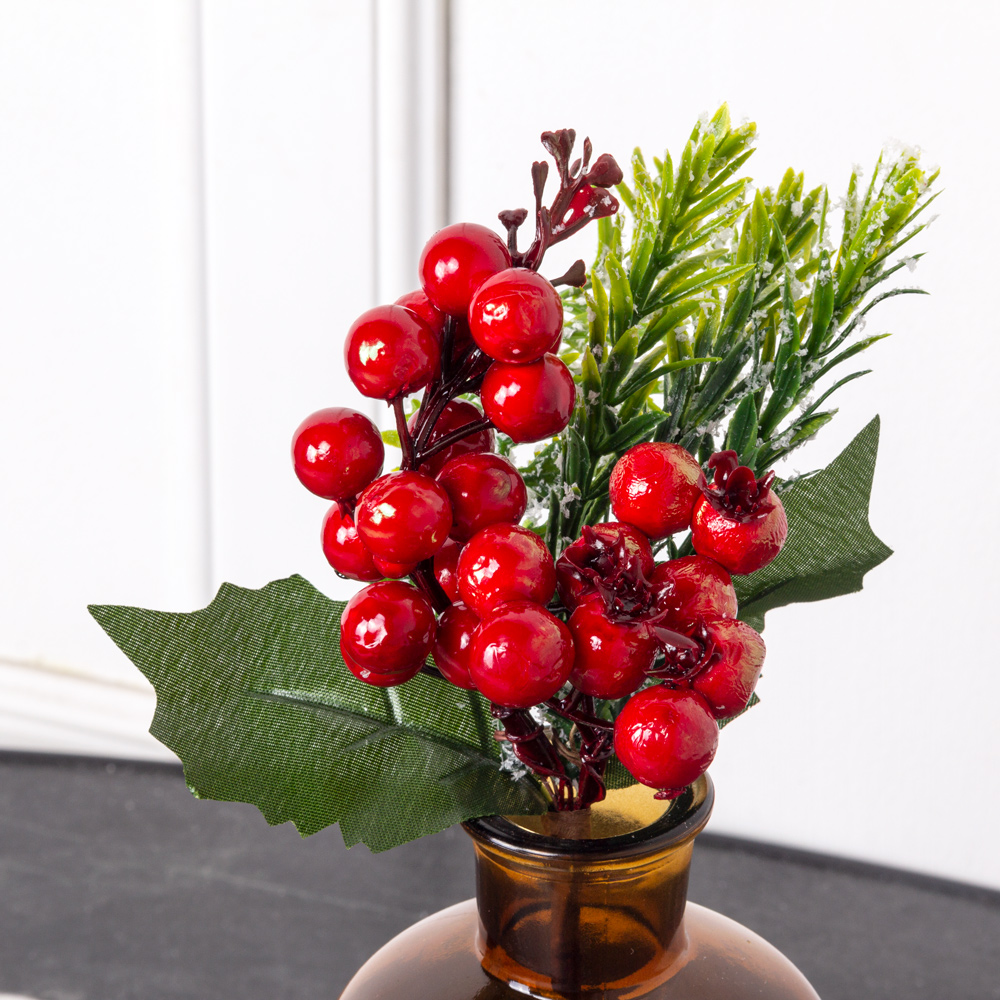 736/9271-07Р Пика НГ еловая с красными ягодами h24см_1