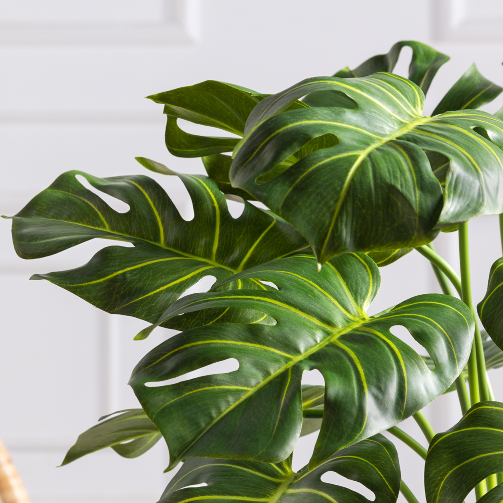 К065*2(Пр)(F) Монстера искусственная куст h65см (латекс) в кашпо_1