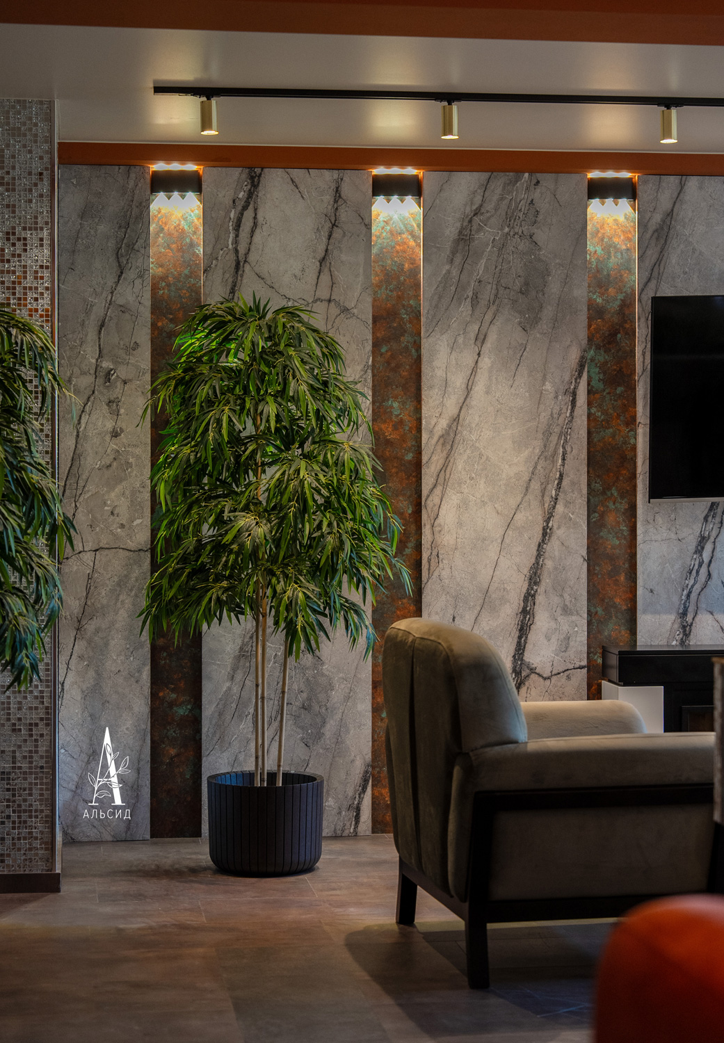 160/ШК/75(з)(F) Бамбук искусственный 5 стволов, h160см (латекс)_4