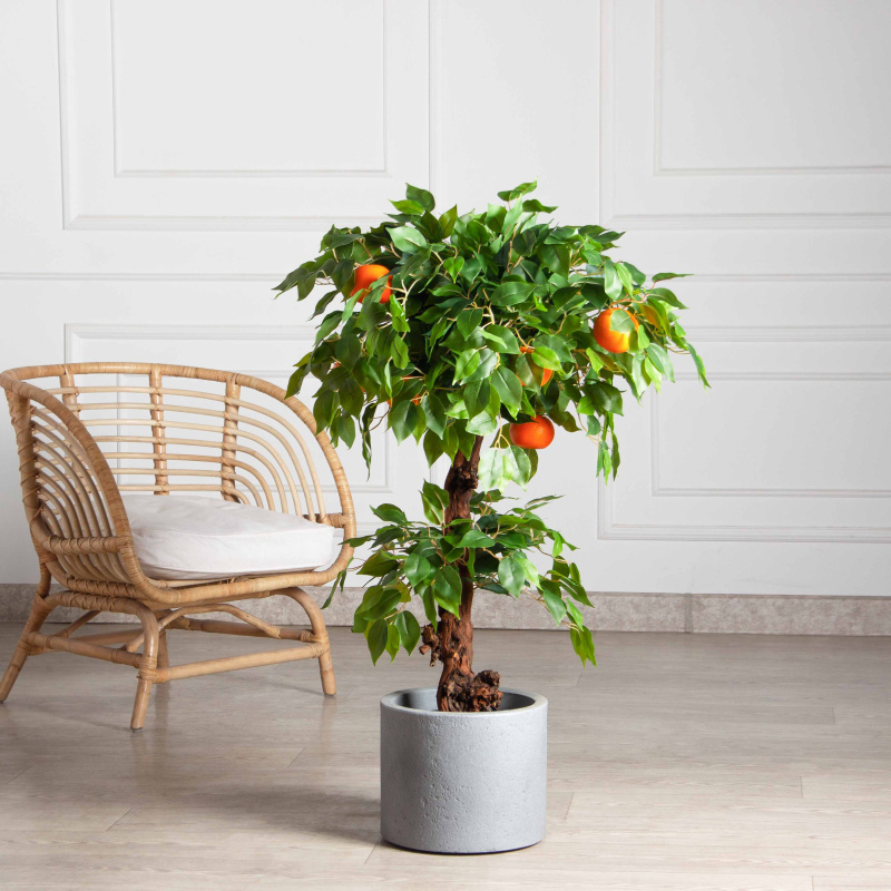 100/Я2/ОС/24М(F) Мандарин искусственный (латекс) с плодами h100см_1