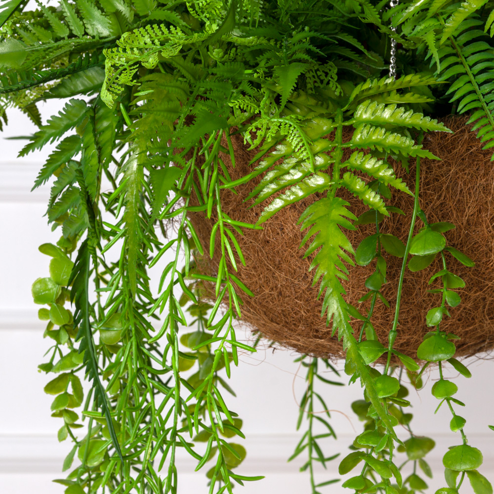ККВ03-2(з) Папоротники искусственные в подвесной декоративной коковите_4