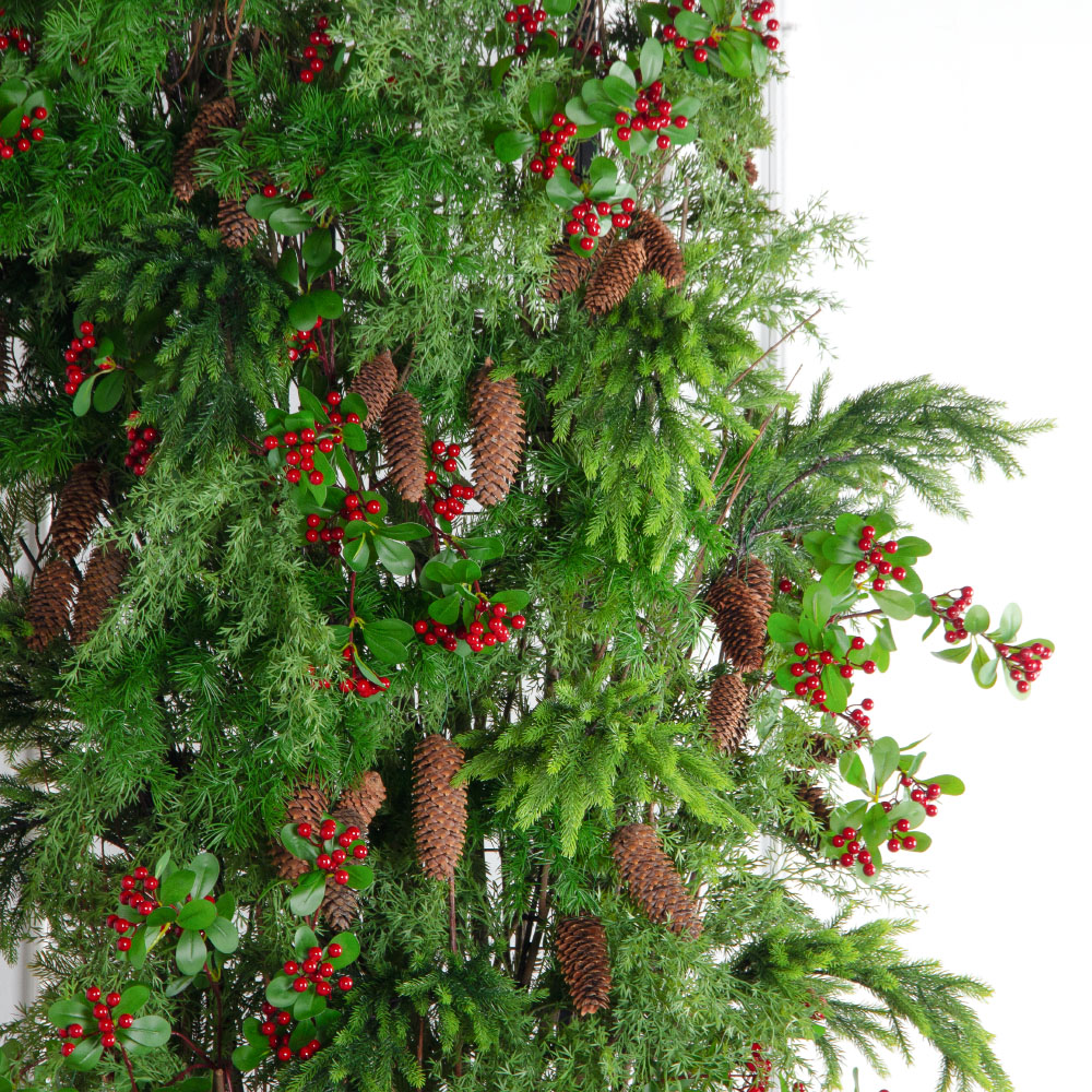 ДЛ183(Пр)(Fix)(F) Декор входной группы хвойный с ягодами h290см на прутьях,пристенный_5