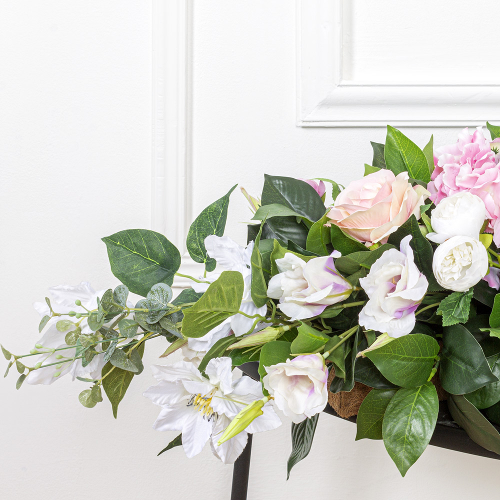 К11(з.) Композиция искусственная цветочная 100х35х27см, бело-розов. _2