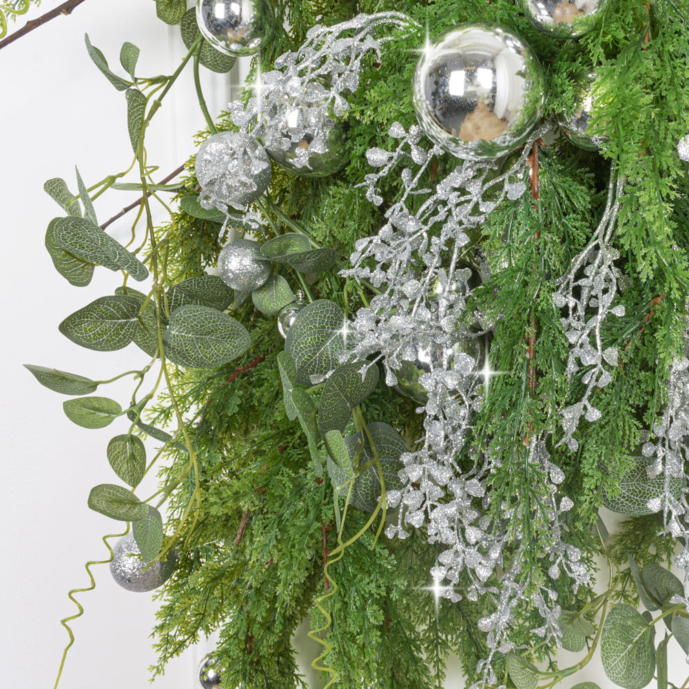 Л96-2 Лиана искусственная НГ туя с серебристыми ветками L100см_2