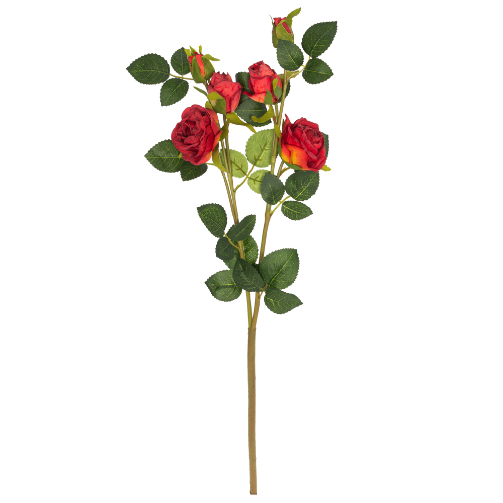 7141/9191-10/2 Роза искусственная Ретро, 4 головы, 2 бутона, h60см, красная_1
