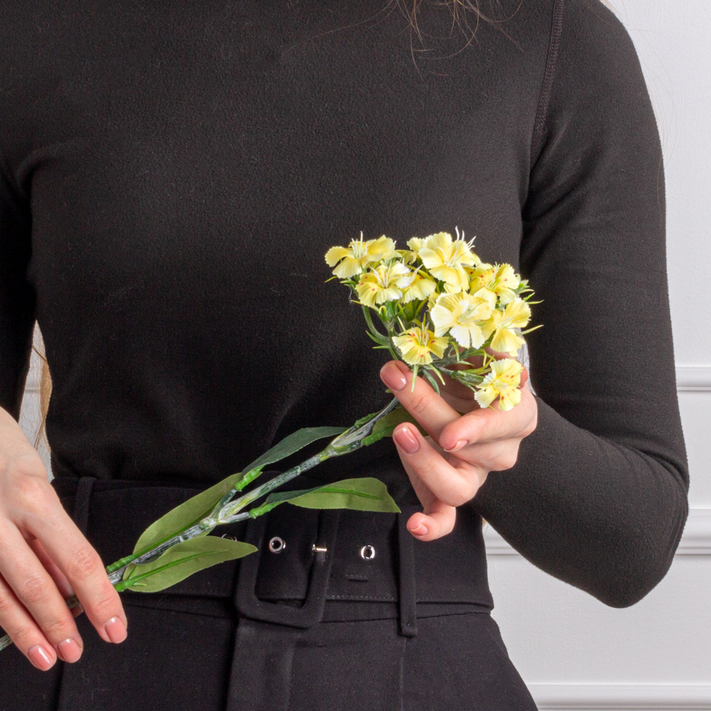 7141А/9120-10/3Р(АКЦИЯ) Гвоздика турецкая искусственная h54см, желтая_5